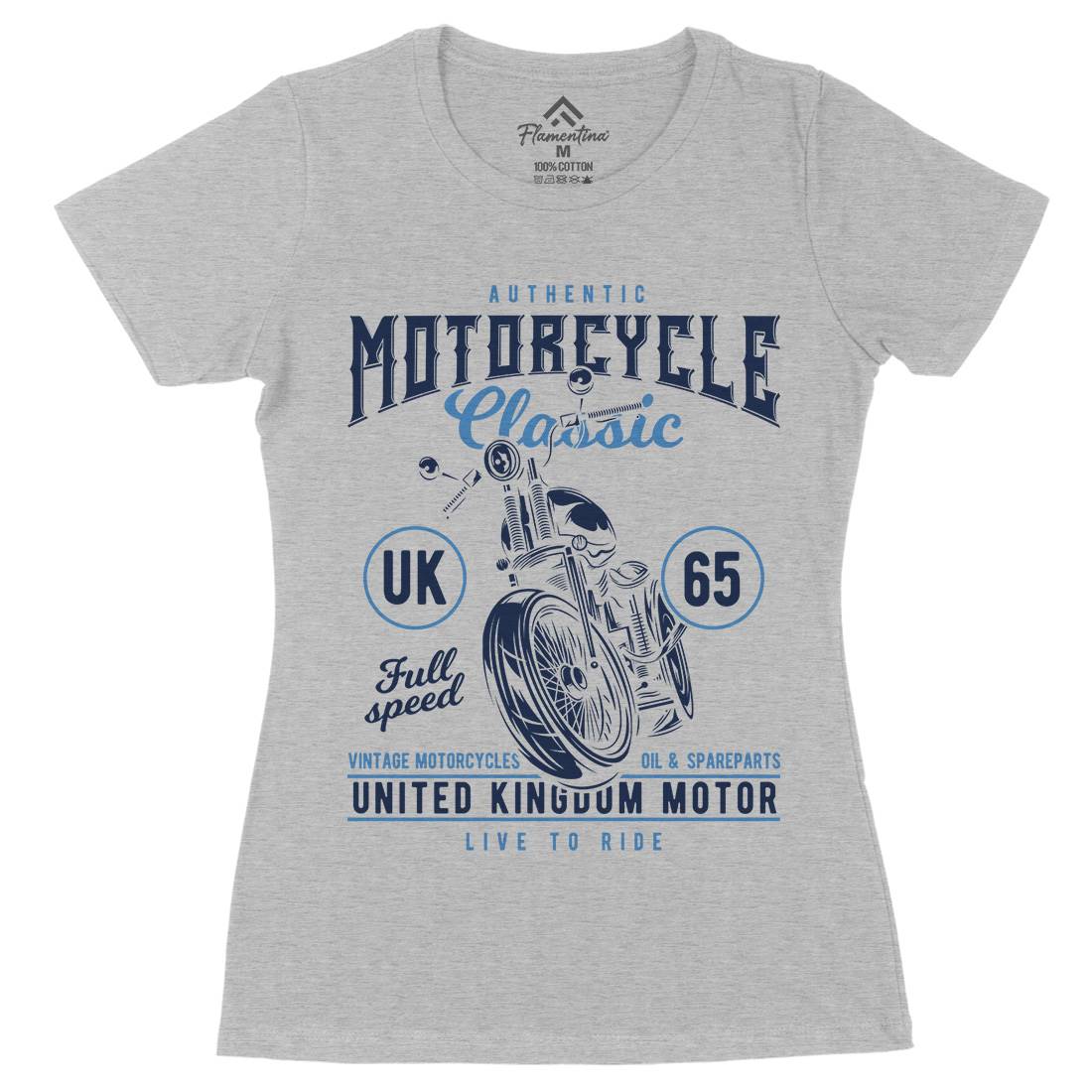 Classic Womens Organic Crew Neck T-Shirt Motorcycles B855