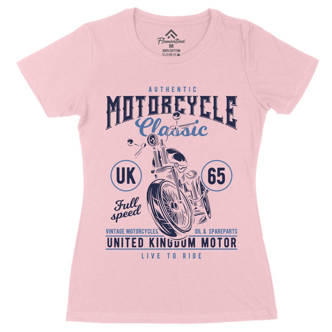 Classic Womens Organic Crew Neck T-Shirt Motorcycles B855