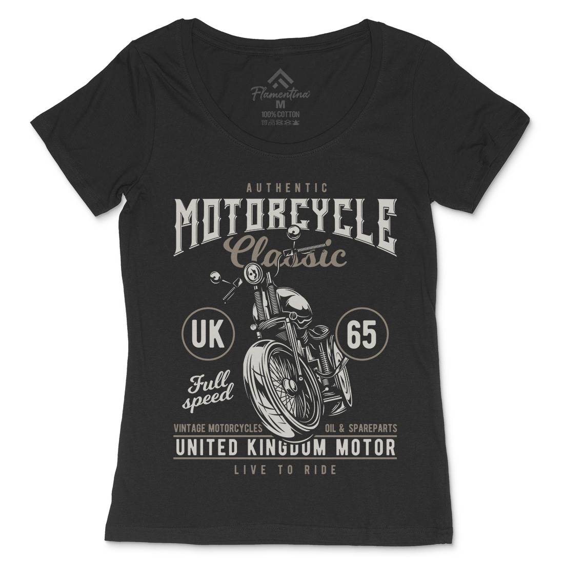 Classic Womens Scoop Neck T-Shirt Motorcycles B855