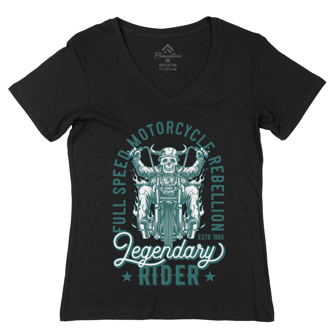 Legendary Womens Organic V-Neck T-Shirt Motorcycles B856