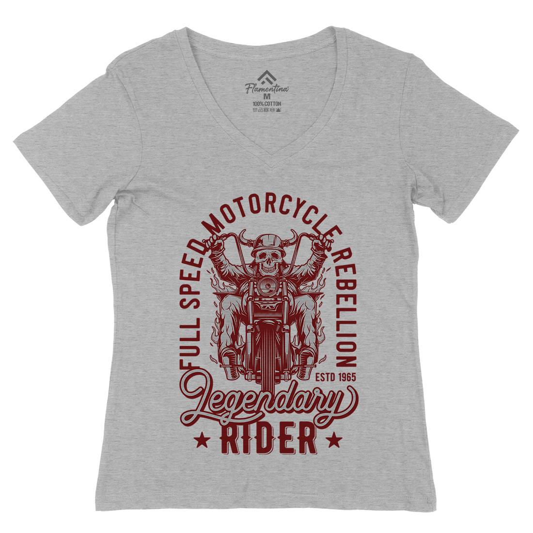 Legendary Womens Organic V-Neck T-Shirt Motorcycles B856