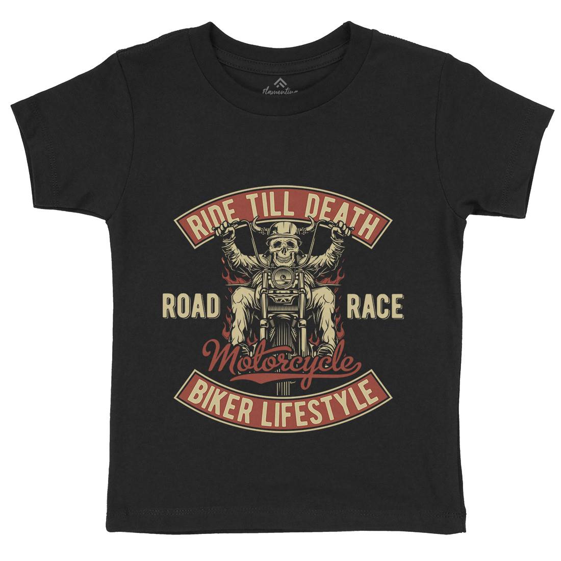 Ride Till Death Kids Crew Neck T-Shirt Motorcycles B857