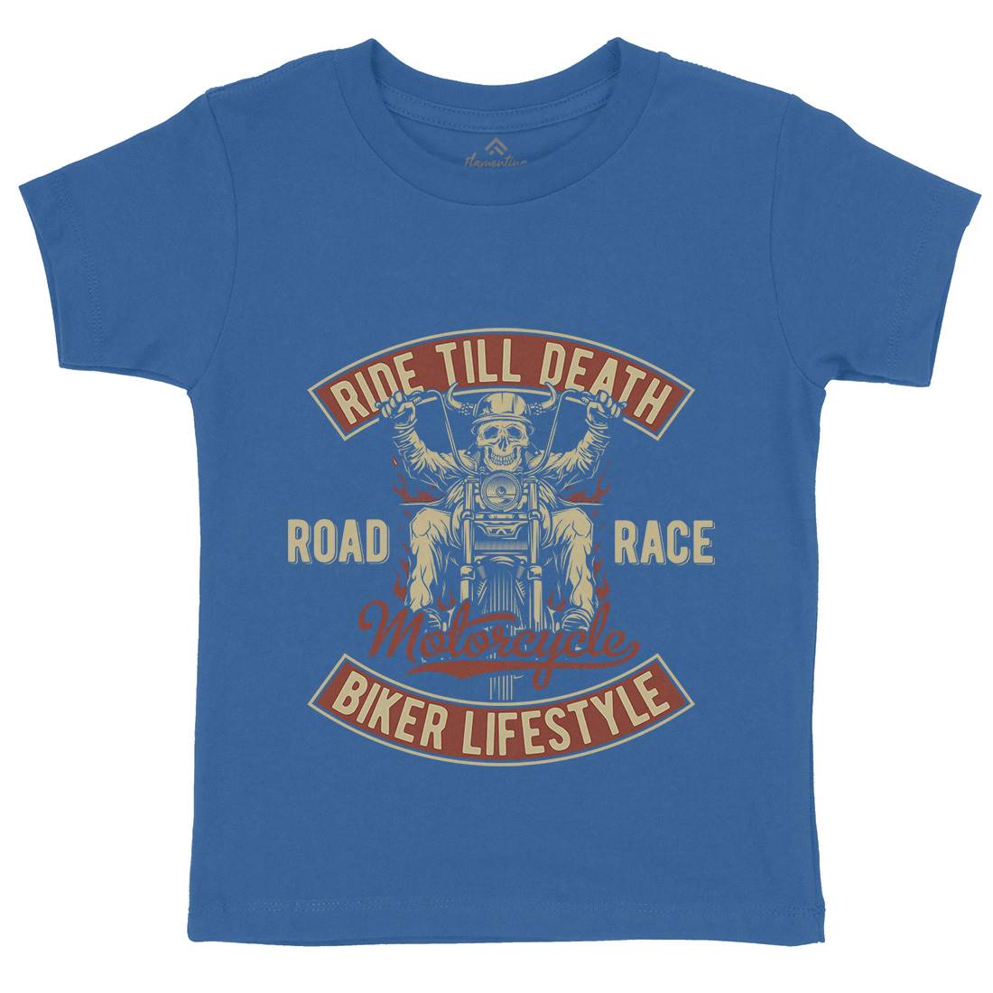 Ride Till Death Kids Crew Neck T-Shirt Motorcycles B857