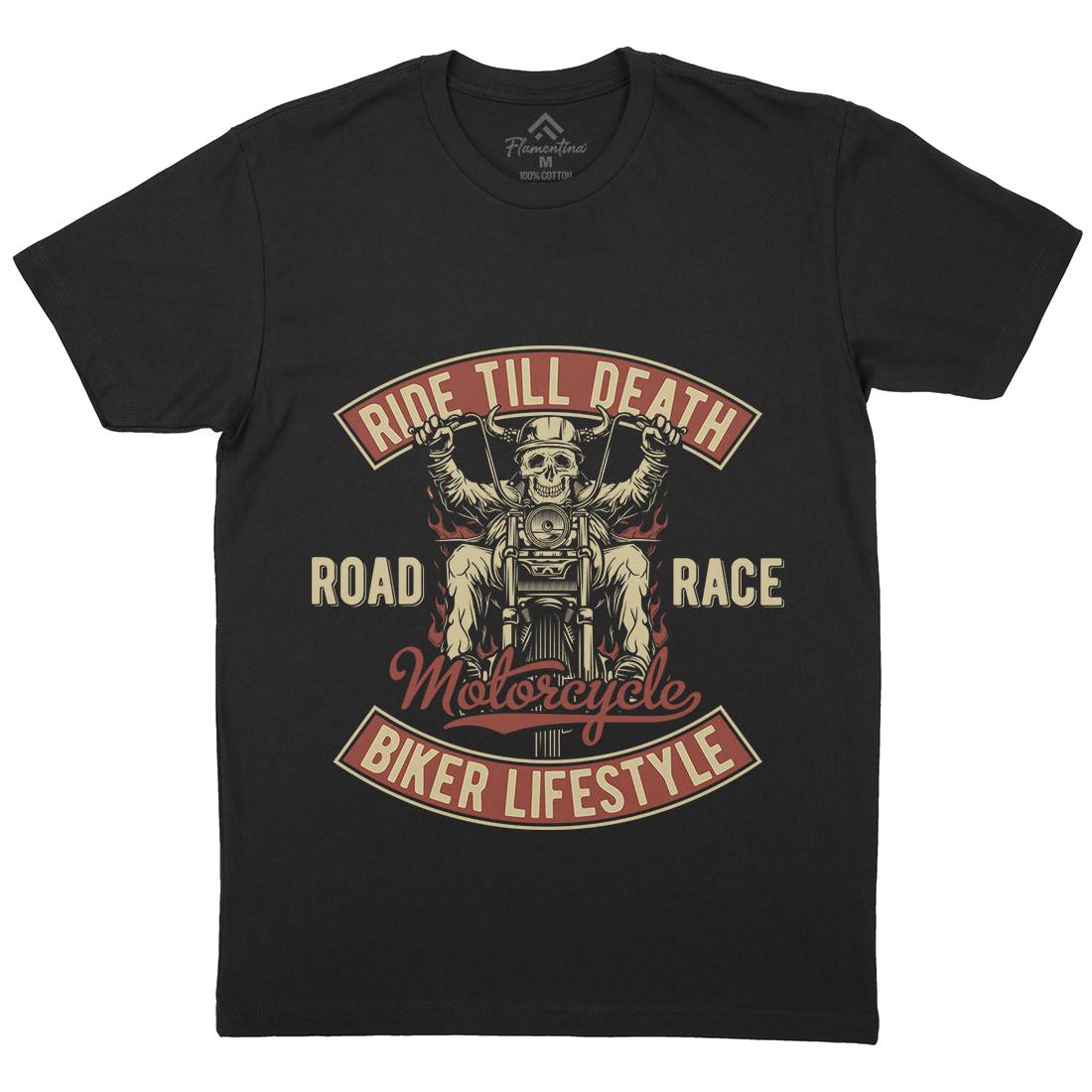 Ride Till Death Mens Crew Neck T-Shirt Motorcycles B857