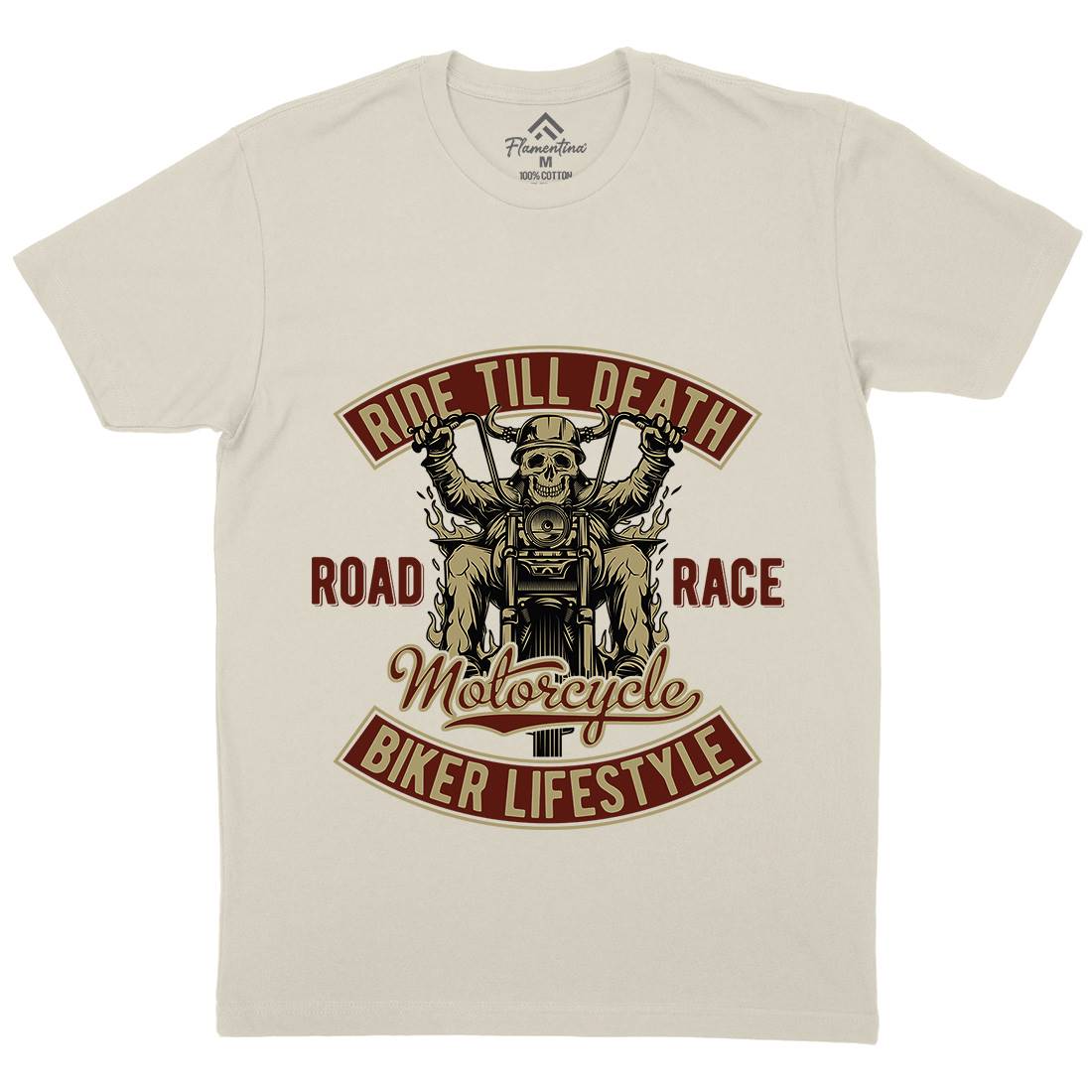 Ride Till Death Mens Organic Crew Neck T-Shirt Motorcycles B857