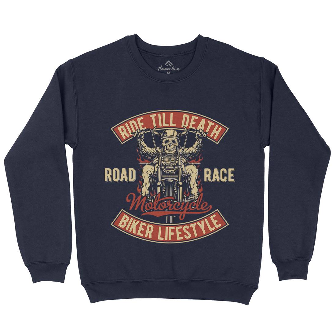 Ride Till Death Mens Crew Neck Sweatshirt Motorcycles B857