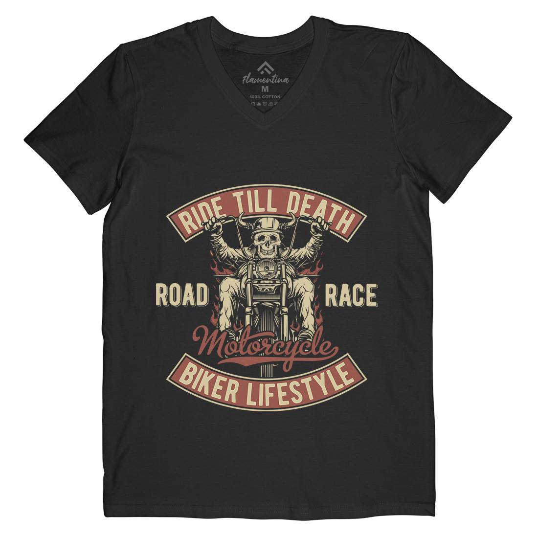 Ride Till Death Mens Organic V-Neck T-Shirt Motorcycles B857