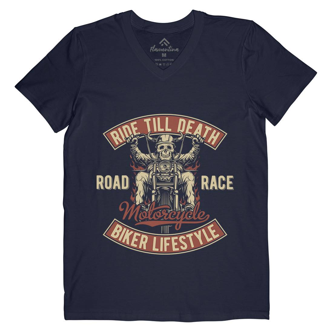 Ride Till Death Mens V-Neck T-Shirt Motorcycles B857