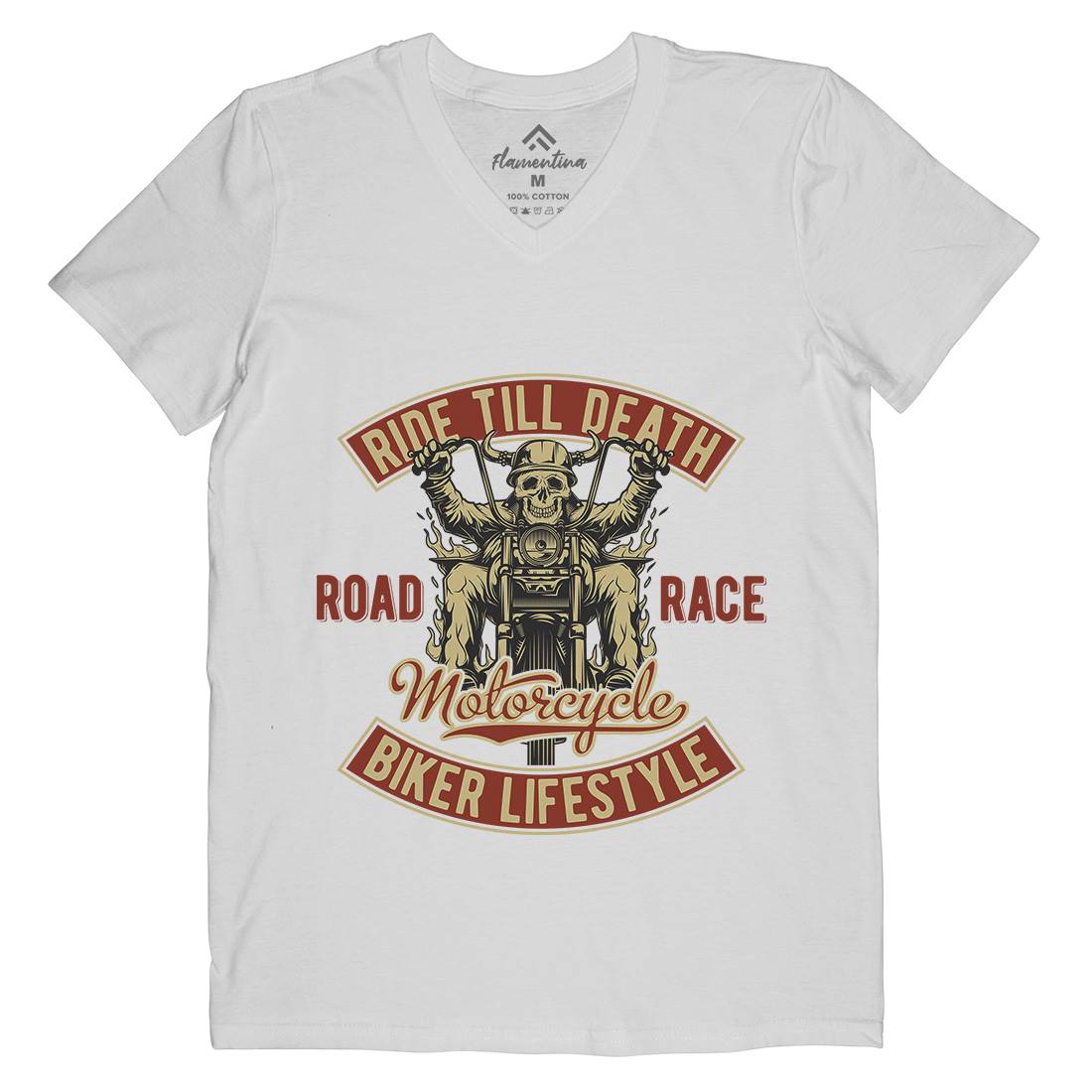 Ride Till Death Mens V-Neck T-Shirt Motorcycles B857