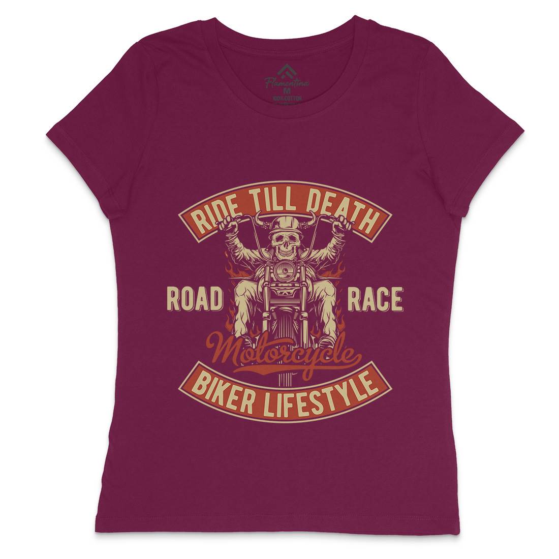 Ride Till Death Womens Crew Neck T-Shirt Motorcycles B857