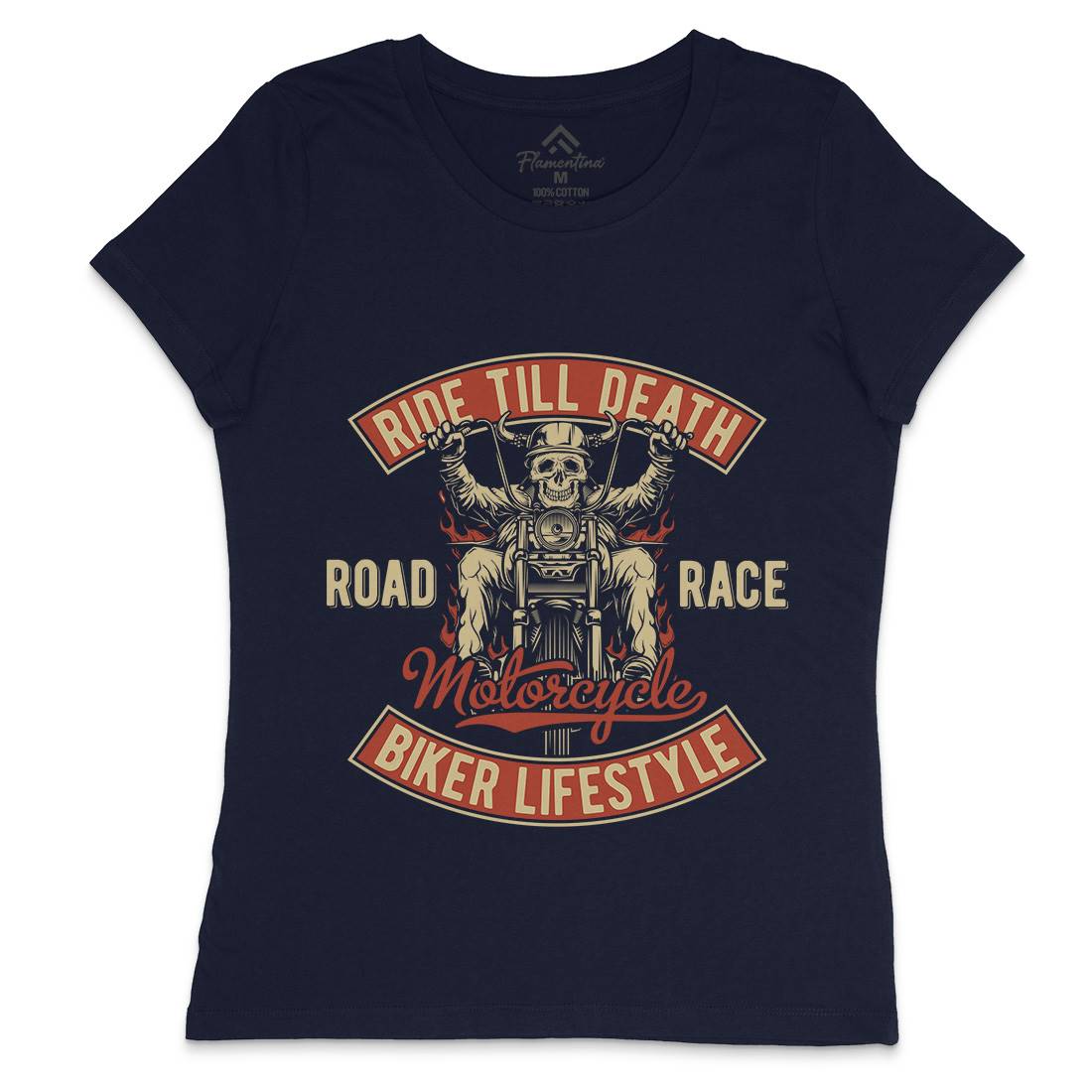 Ride Till Death Womens Crew Neck T-Shirt Motorcycles B857
