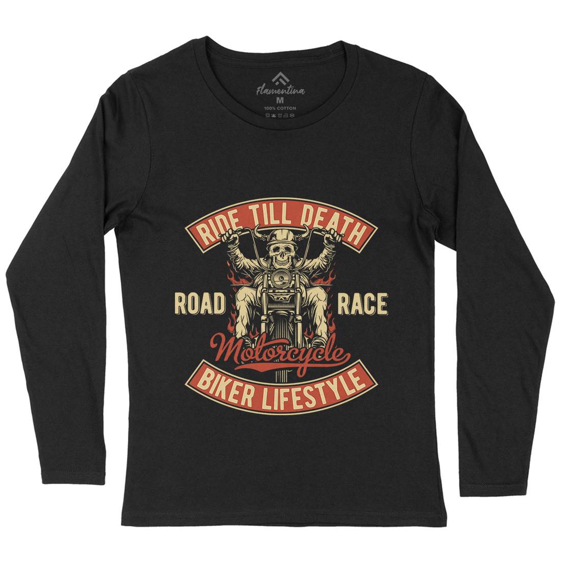Ride Till Death Womens Long Sleeve T-Shirt Motorcycles B857