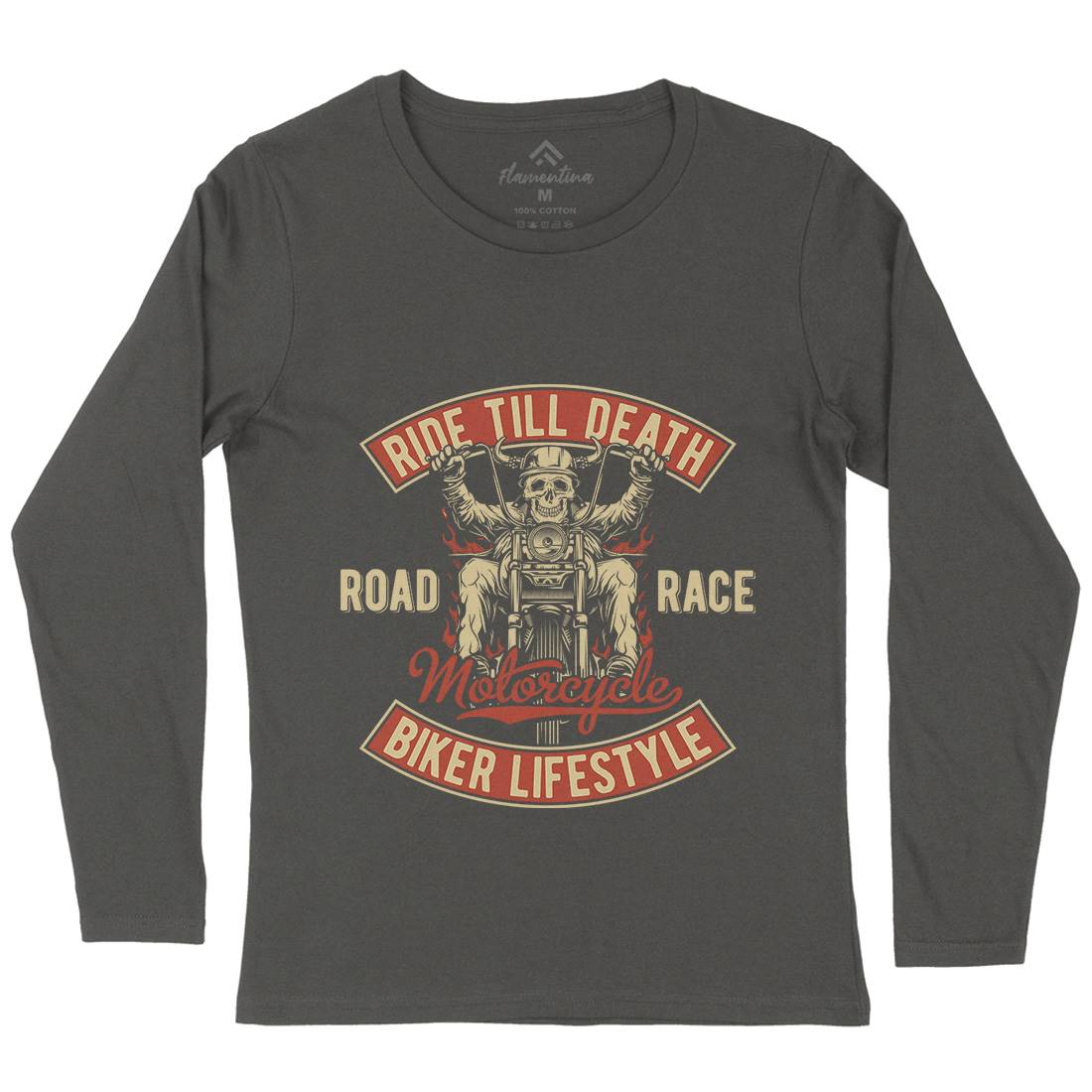 Ride Till Death Womens Long Sleeve T-Shirt Motorcycles B857