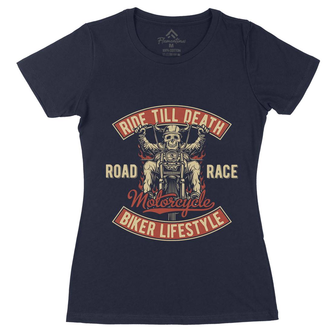 Ride Till Death Womens Organic Crew Neck T-Shirt Motorcycles B857