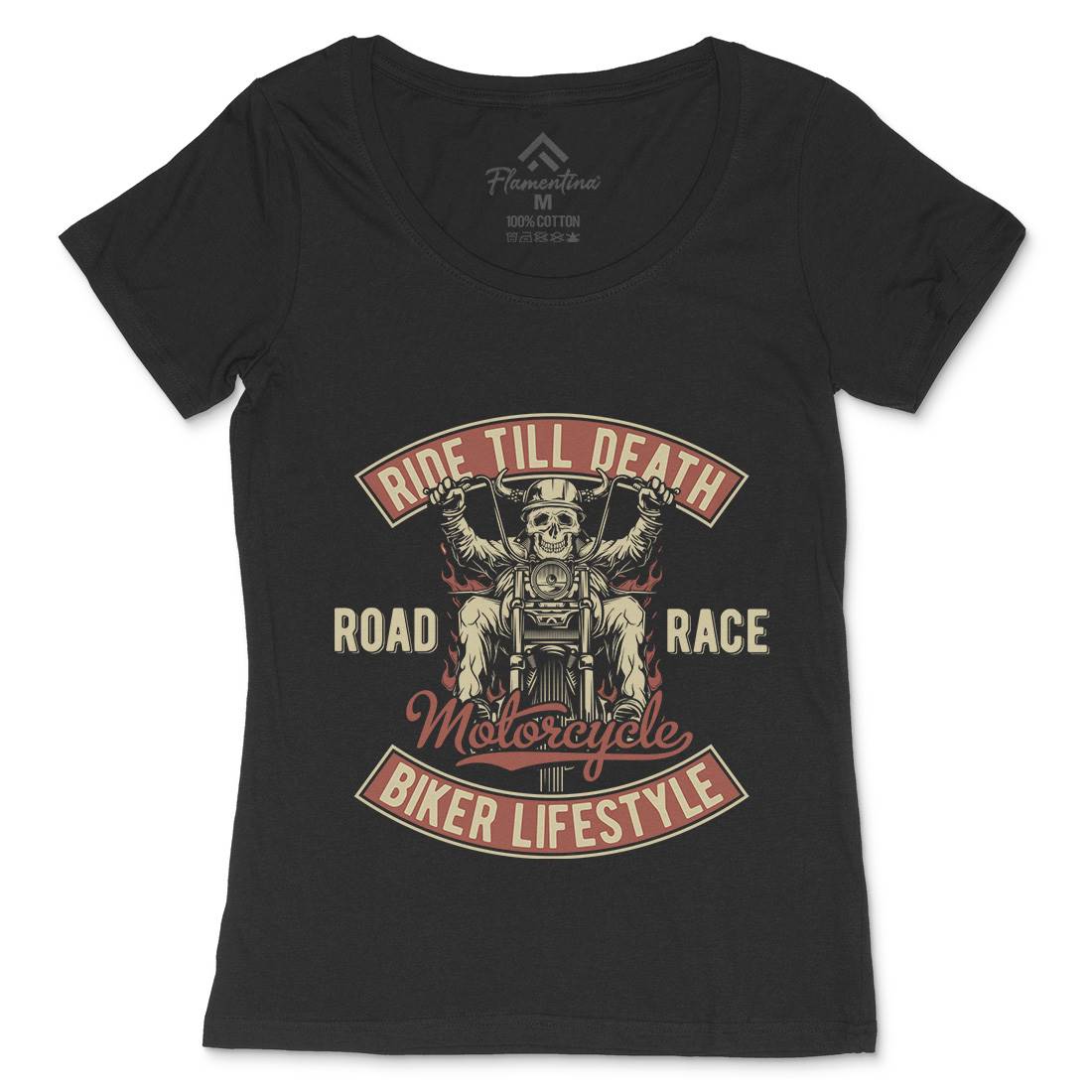 Ride Till Death Womens Scoop Neck T-Shirt Motorcycles B857