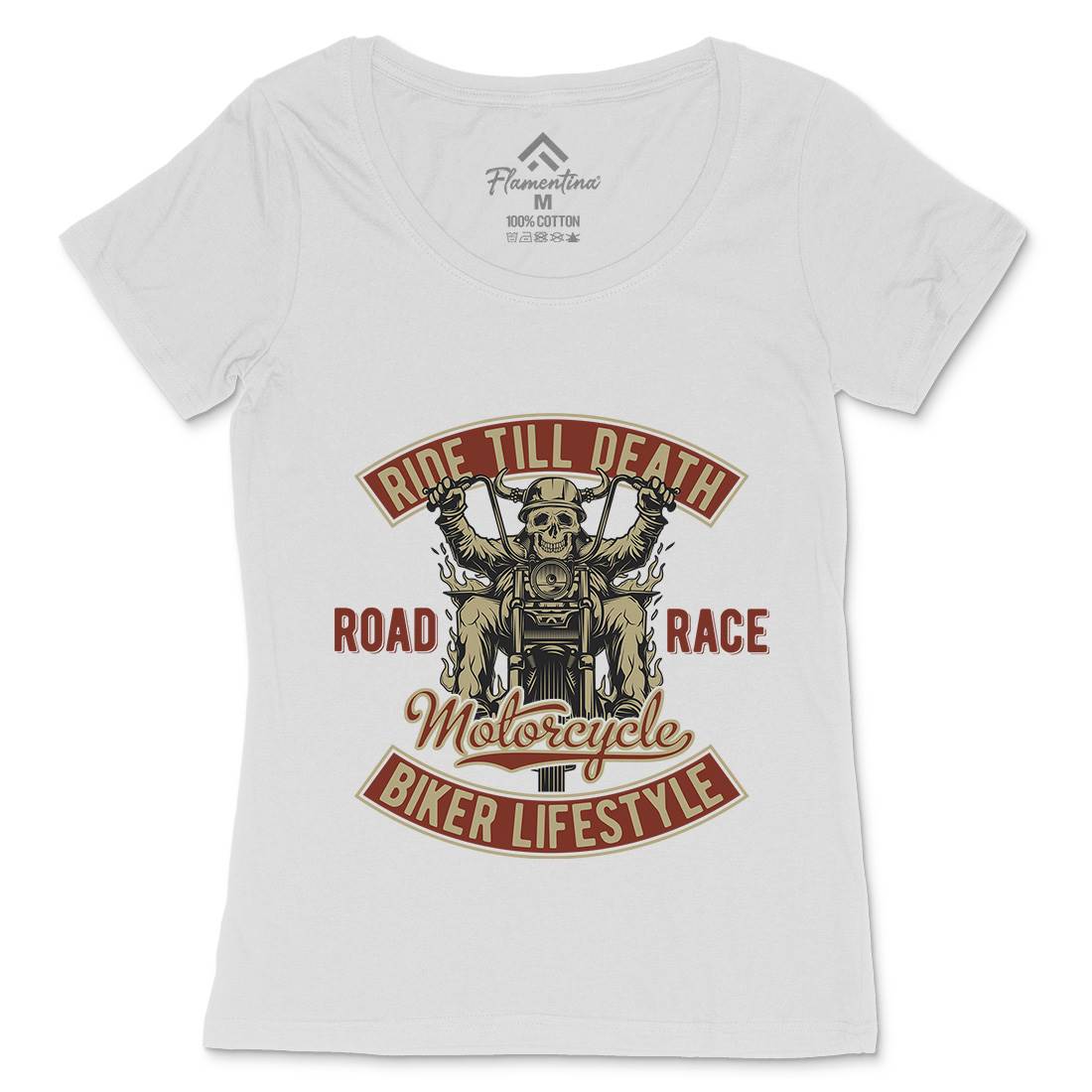 Ride Till Death Womens Scoop Neck T-Shirt Motorcycles B857