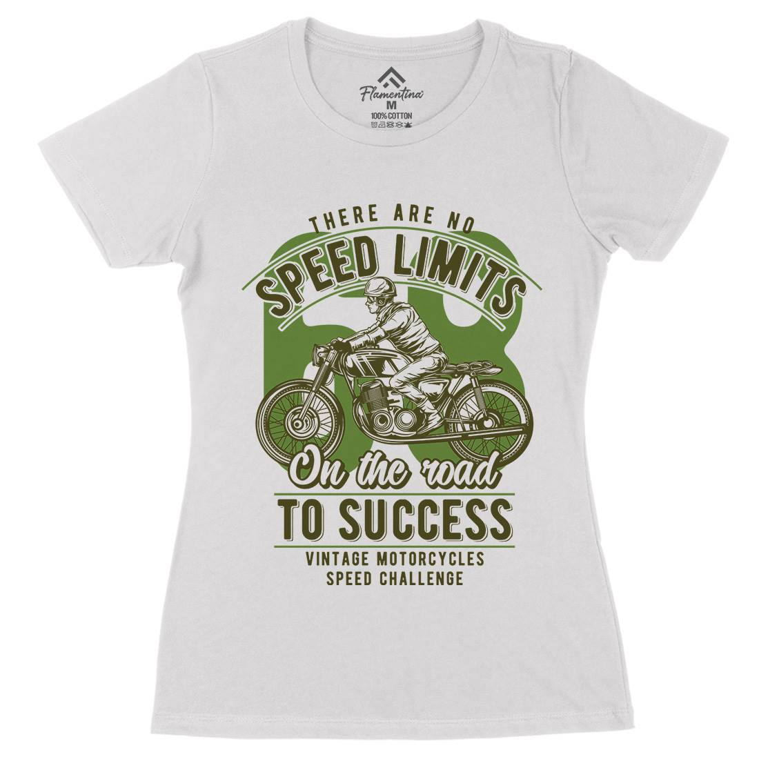 Speed Limits Womens Organic Crew Neck T-Shirt Motorcycles B858