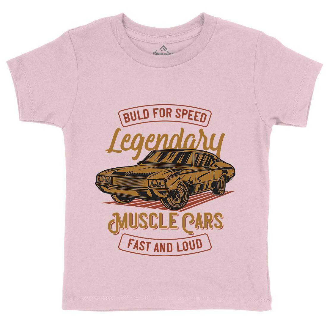 Legendary Muscle Car Kids Organic Crew Neck T-Shirt Cars B859