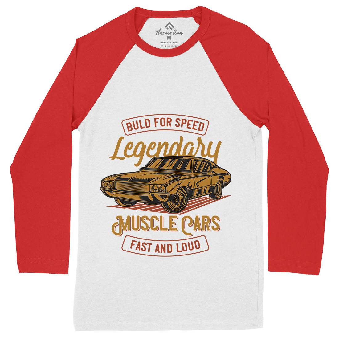 Legendary Muscle Car Mens Long Sleeve Baseball T-Shirt Cars B859