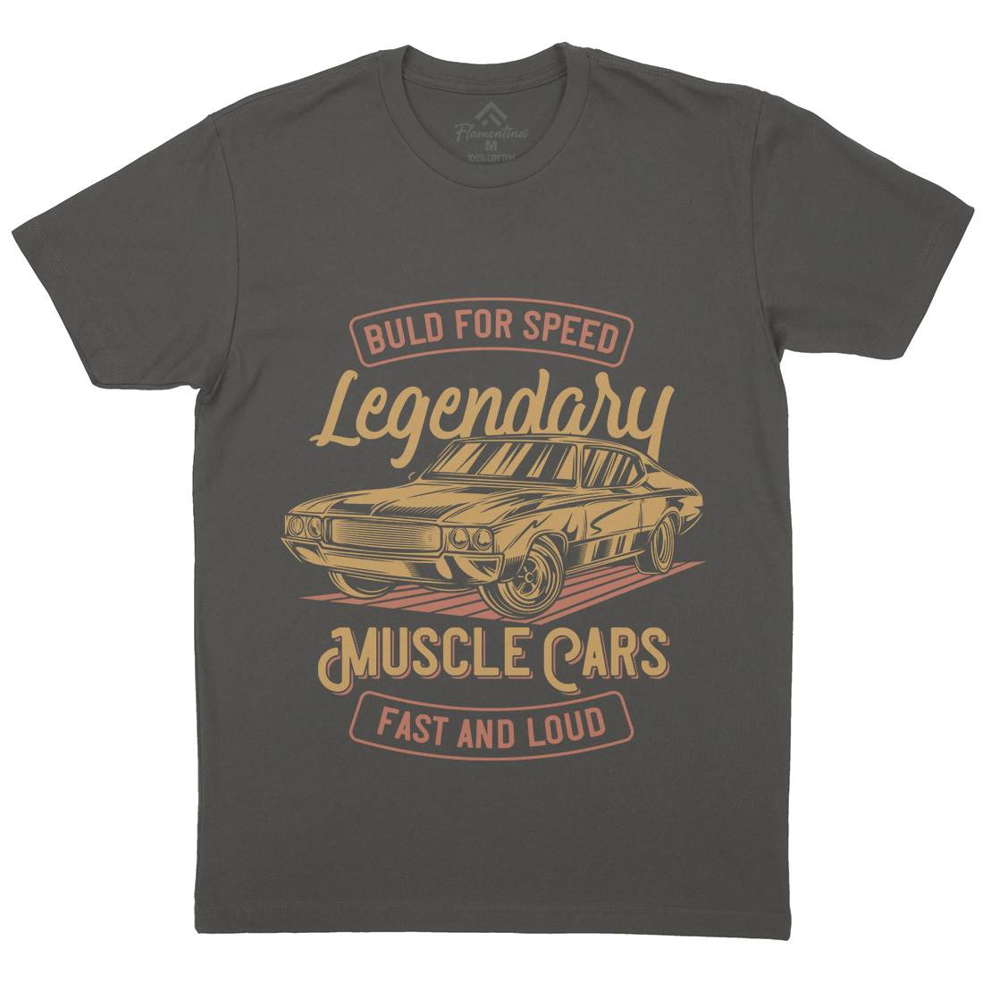Legendary Muscle Car Mens Organic Crew Neck T-Shirt Cars B859