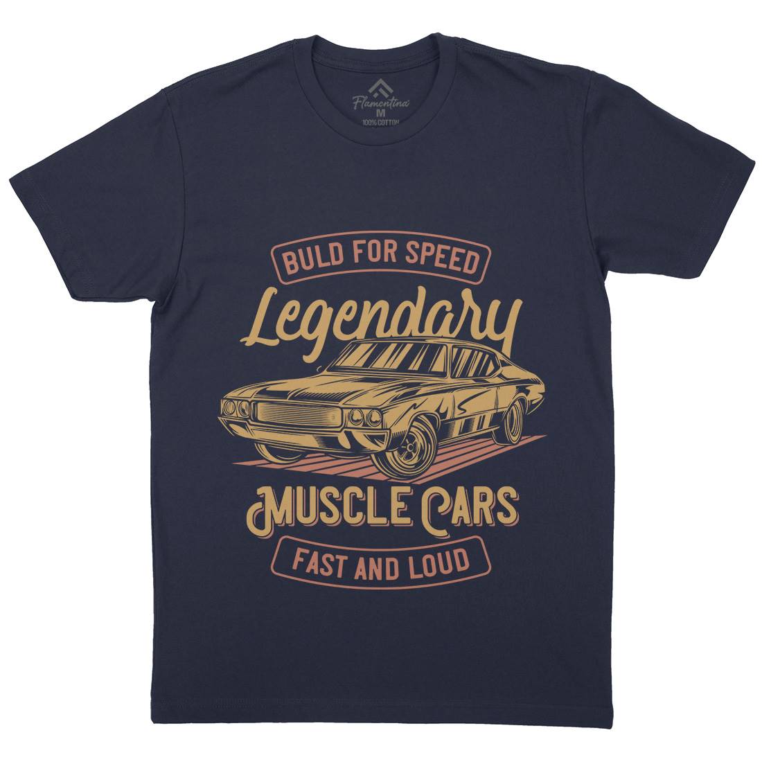Legendary Muscle Car Mens Organic Crew Neck T-Shirt Cars B859