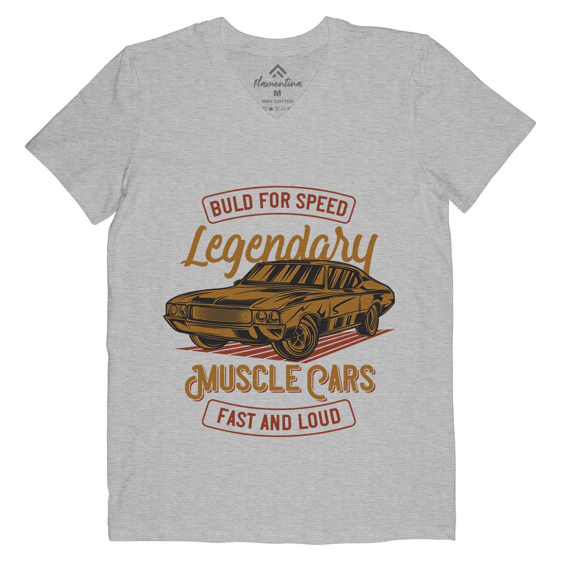 Legendary Muscle Car Mens Organic V-Neck T-Shirt Cars B859