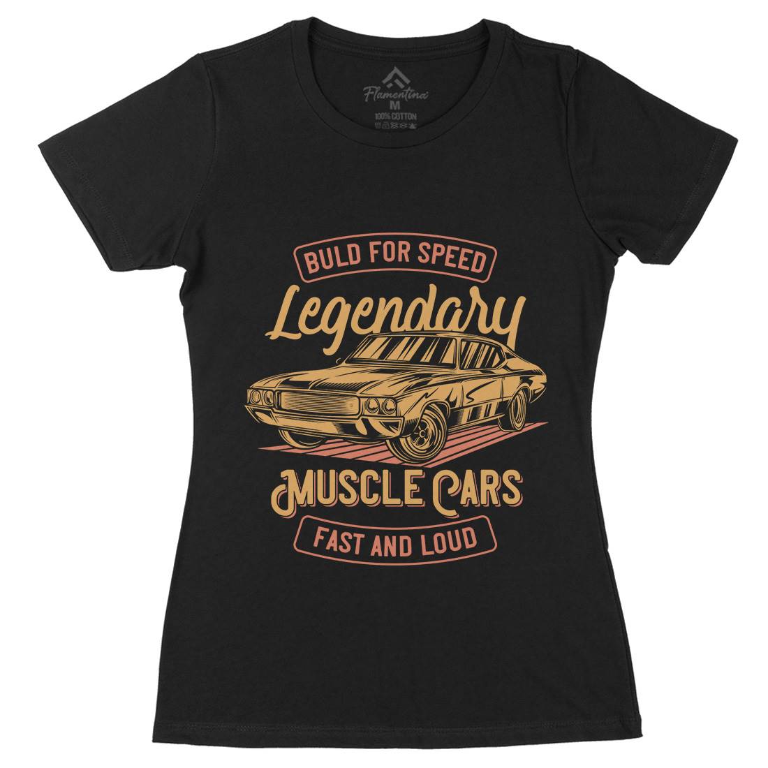 Legendary Muscle Car Womens Organic Crew Neck T-Shirt Cars B859