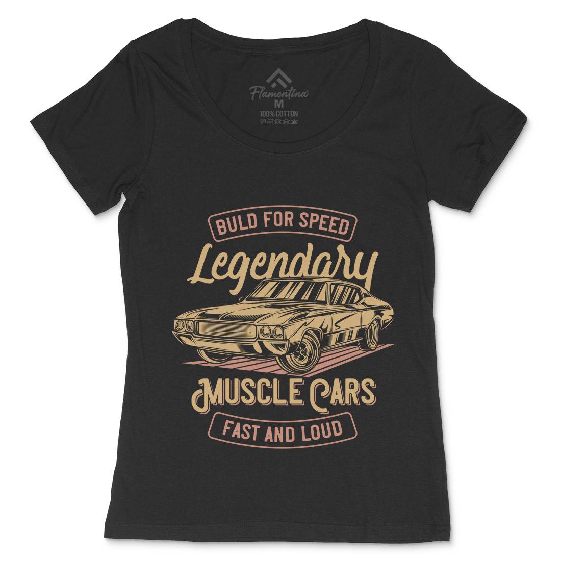 Legendary Muscle Car Womens Scoop Neck T-Shirt Cars B859