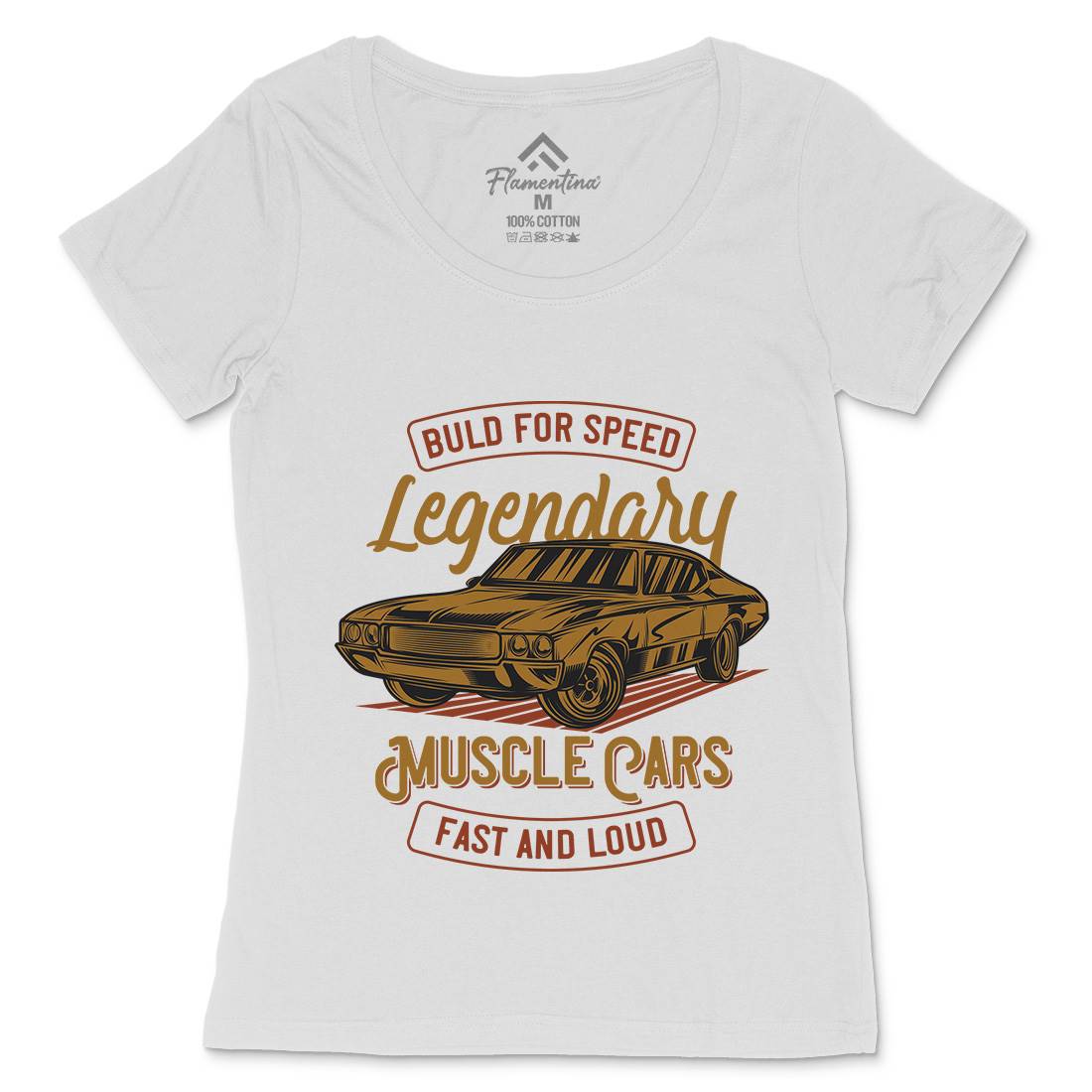 Legendary Muscle Car Womens Scoop Neck T-Shirt Cars B859