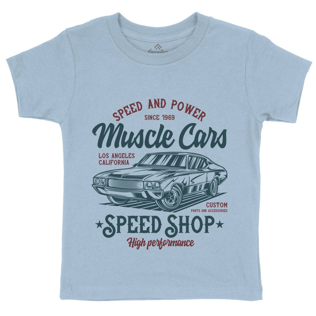 Muscle Car Speed Kids Organic Crew Neck T-Shirt Cars B860