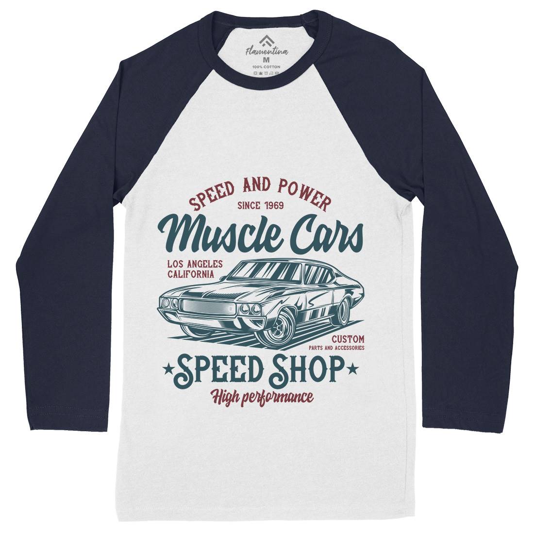 Muscle Car Speed Mens Long Sleeve Baseball T-Shirt Cars B860