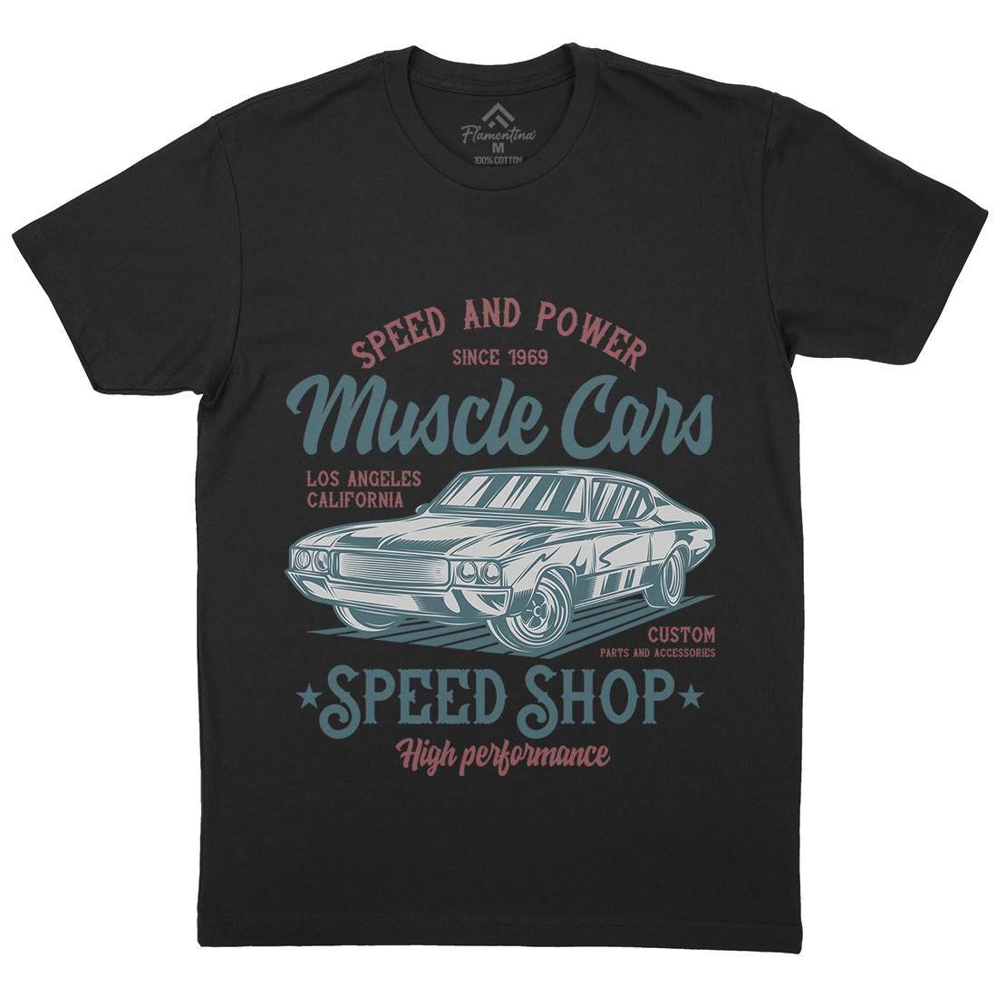 Muscle Car Speed Mens Organic Crew Neck T-Shirt Cars B860