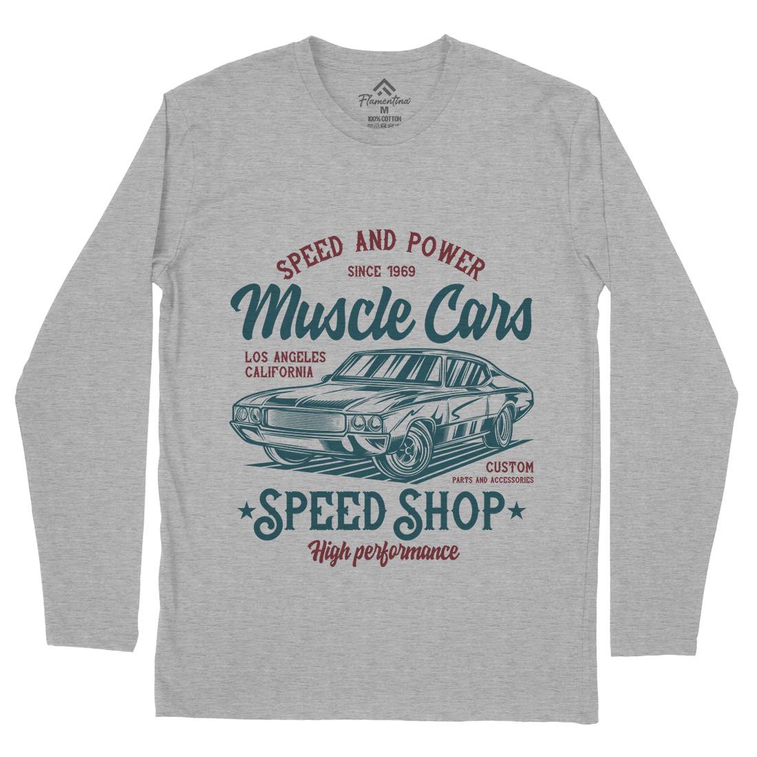 Muscle Car Speed Mens Long Sleeve T-Shirt Cars B860