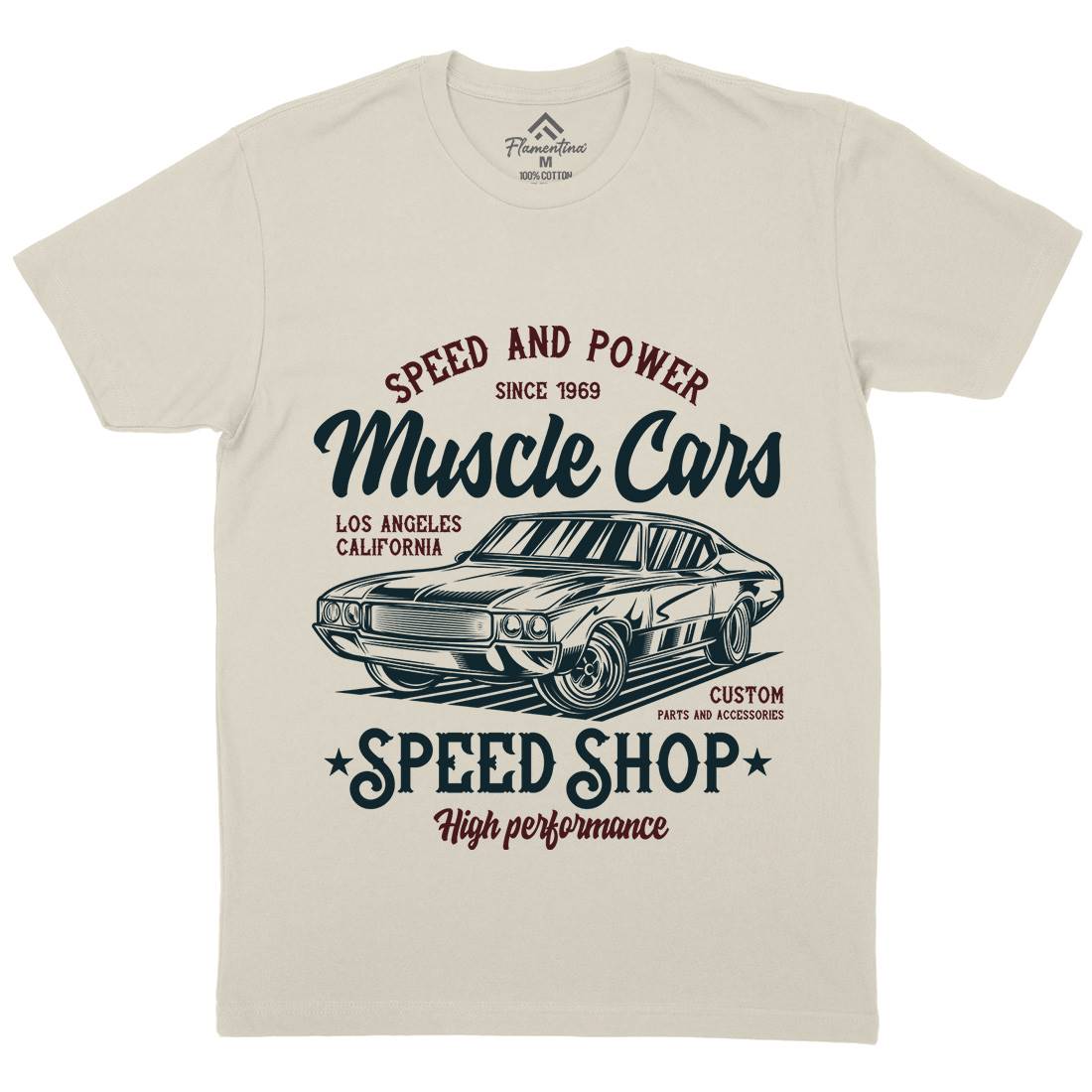 Muscle Car Speed Mens Organic Crew Neck T-Shirt Cars B860