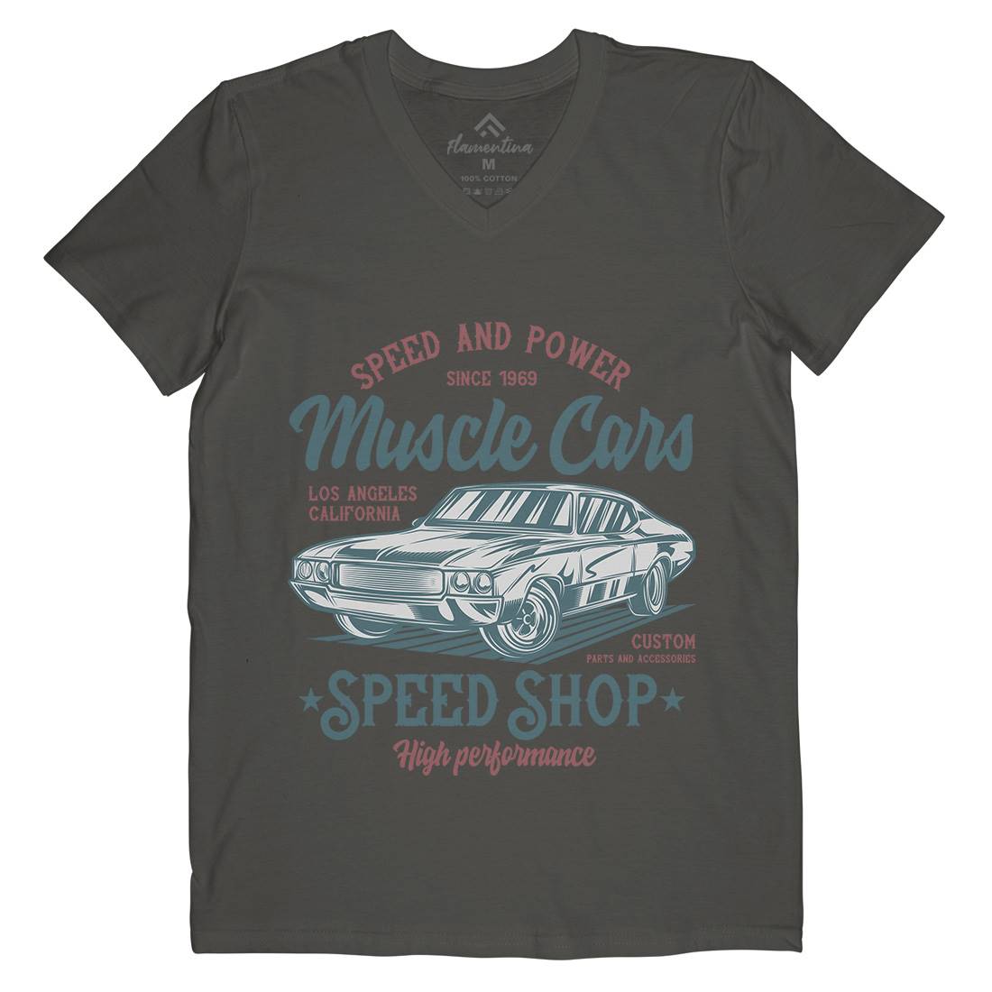 Muscle Car Speed Mens V-Neck T-Shirt Cars B860