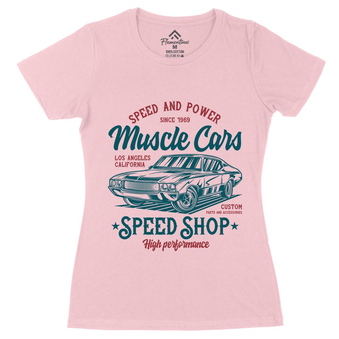 Muscle Car Speed Womens Organic Crew Neck T-Shirt Cars B860