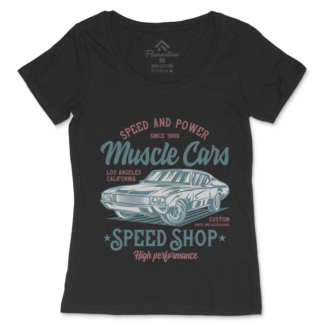 Muscle Car Speed Womens Scoop Neck T-Shirt Cars B860