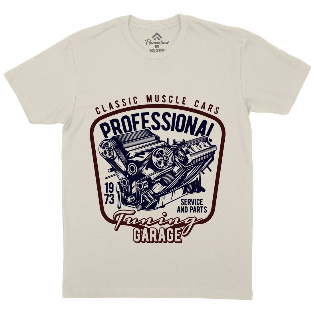 Classic Muscle Car Mens Organic Crew Neck T-Shirt Cars B863