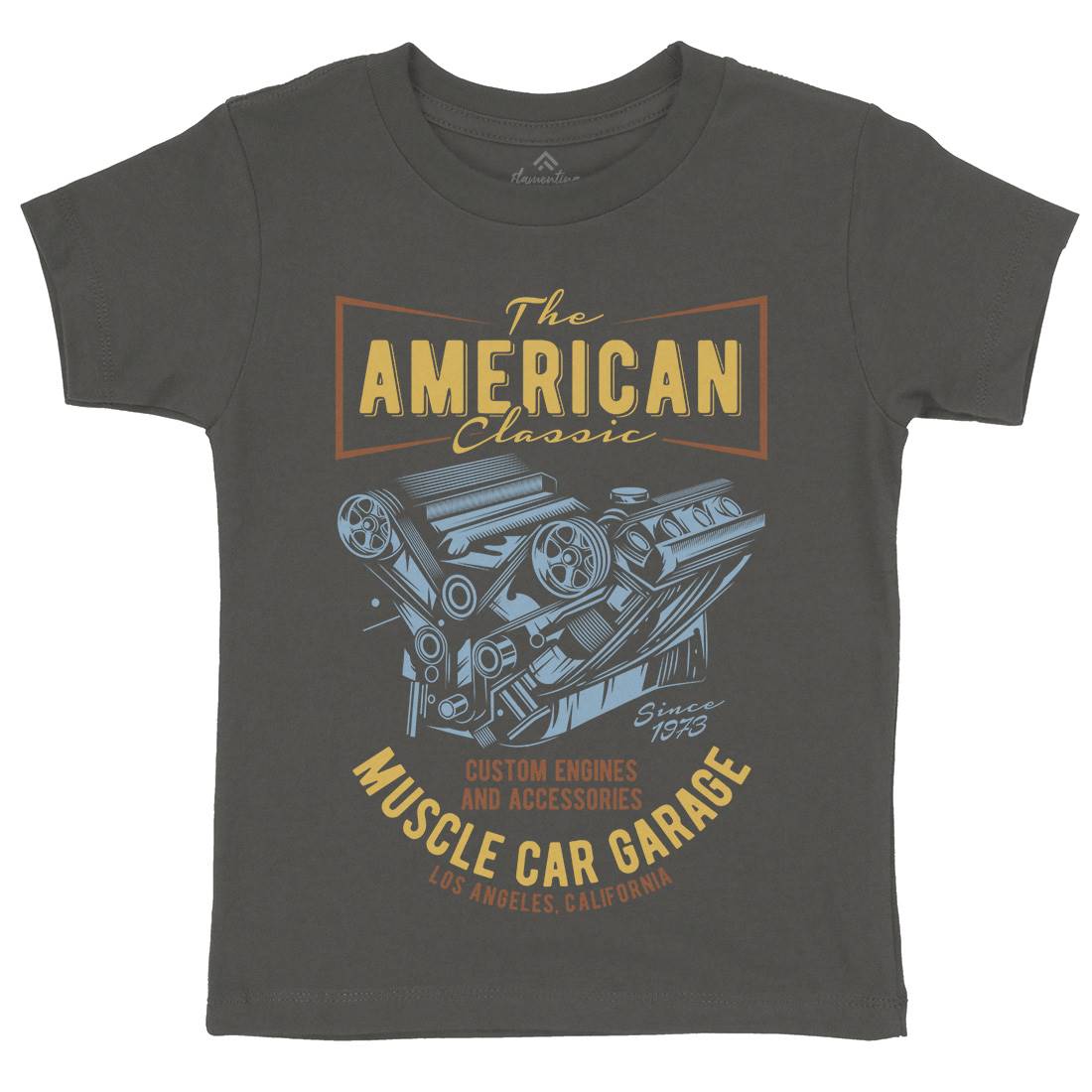 American Muscle Car Kids Organic Crew Neck T-Shirt Cars B864
