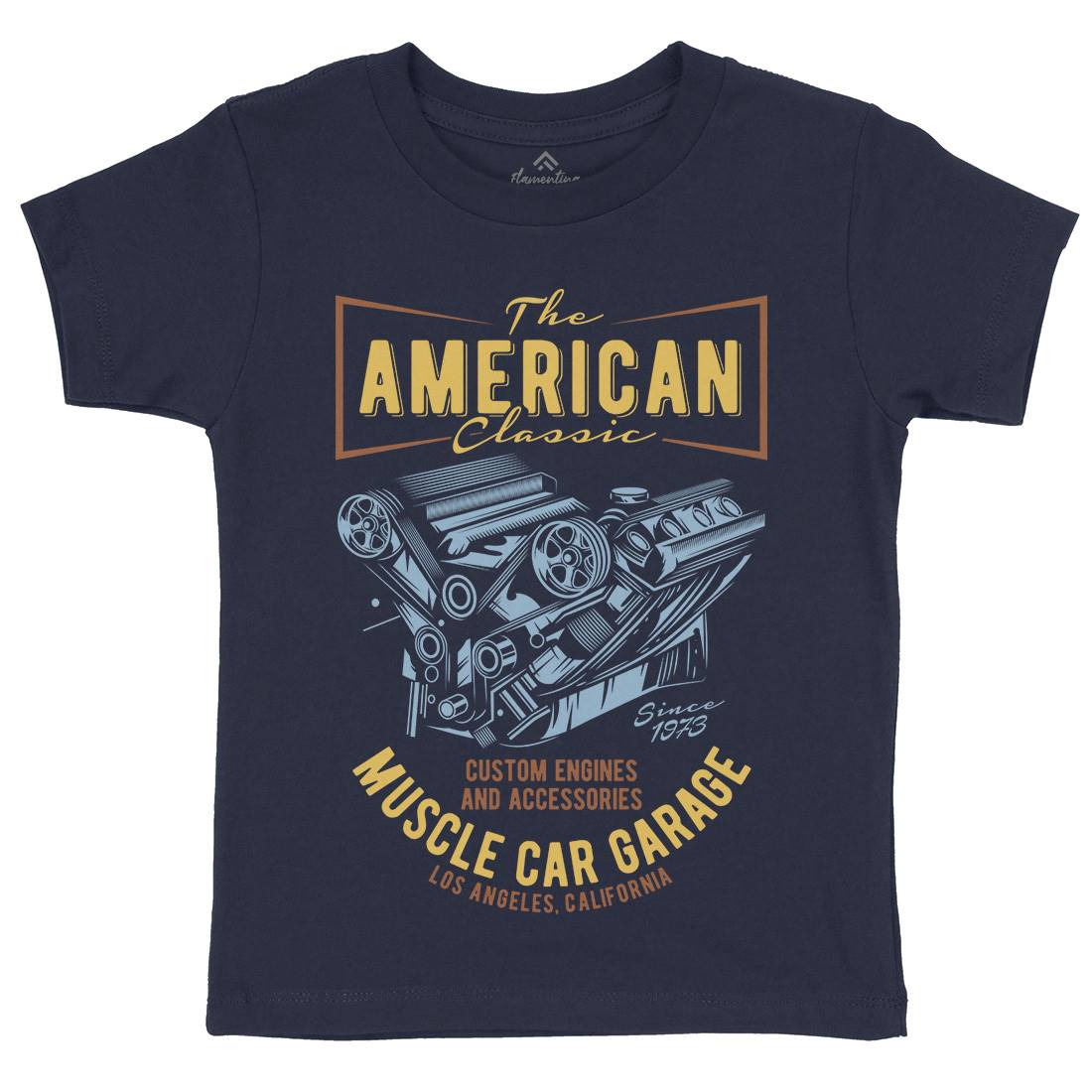 American Muscle Car Kids Organic Crew Neck T-Shirt Cars B864