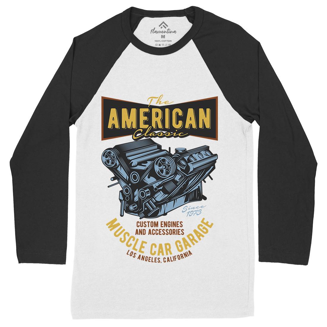 American Muscle Car Mens Long Sleeve Baseball T-Shirt Cars B864