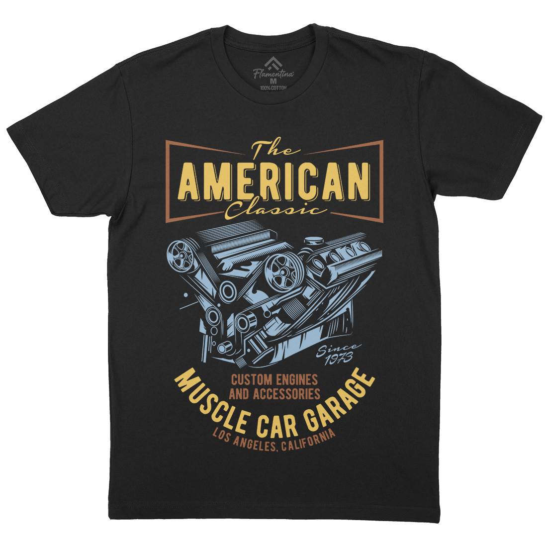 American Muscle Car Mens Organic Crew Neck T-Shirt Cars B864