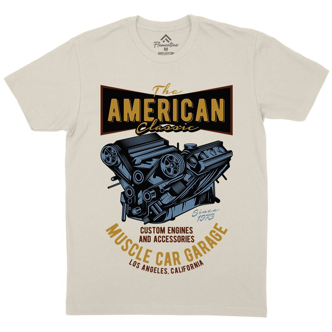 American Muscle Car Mens Organic Crew Neck T-Shirt Cars B864