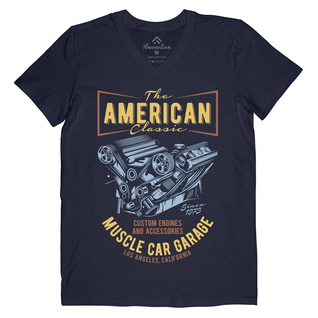 American Muscle Car Mens Organic V-Neck T-Shirt Cars B864