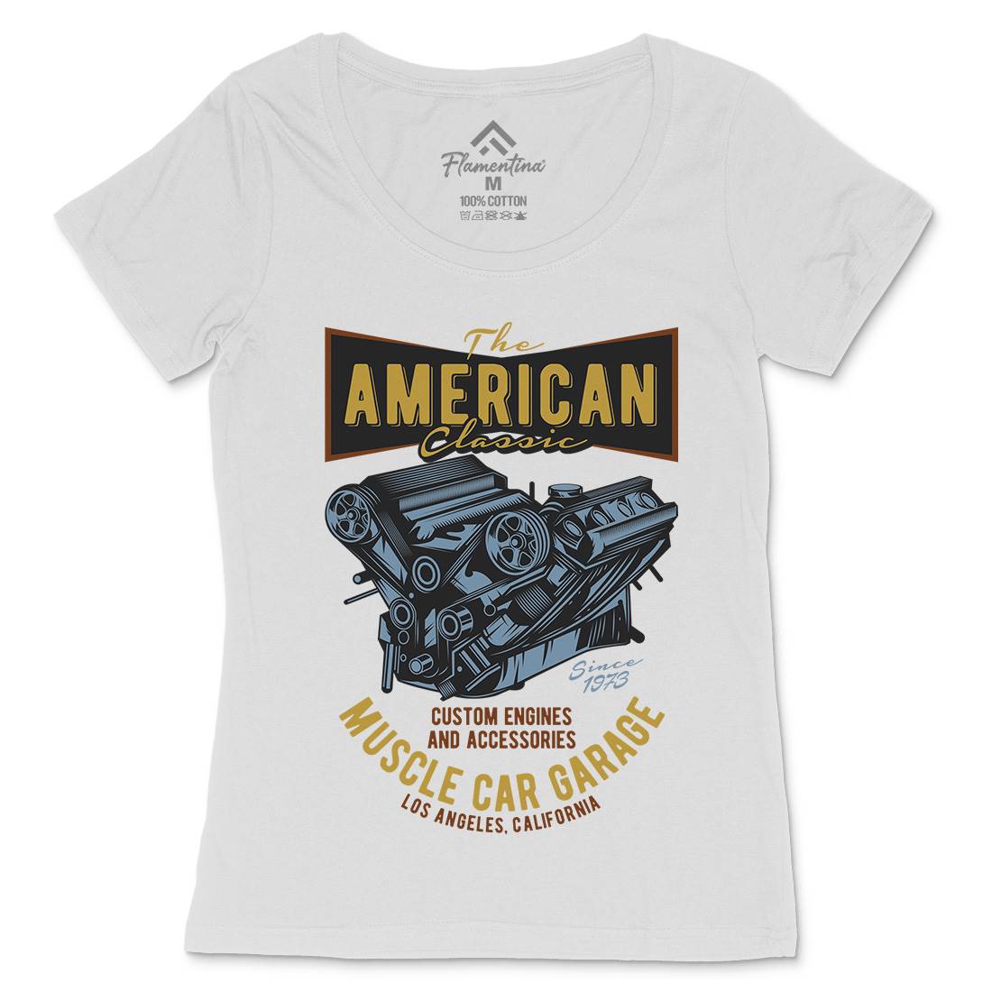 American Muscle Car Womens Scoop Neck T-Shirt Cars B864