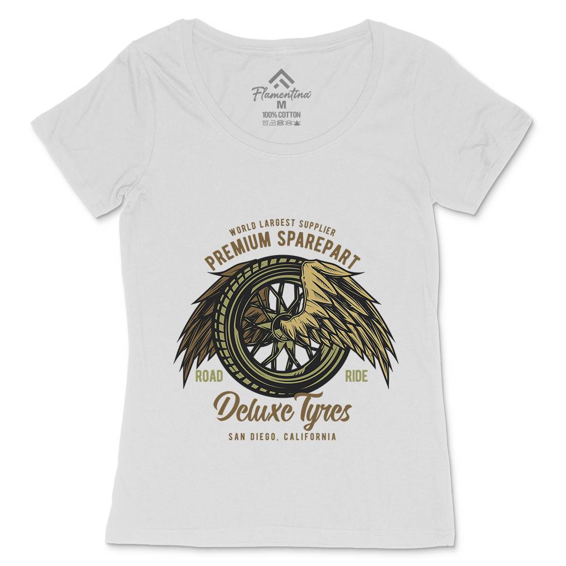 Deluxe Tyres Muscle Car Womens Scoop Neck T-Shirt Cars B866