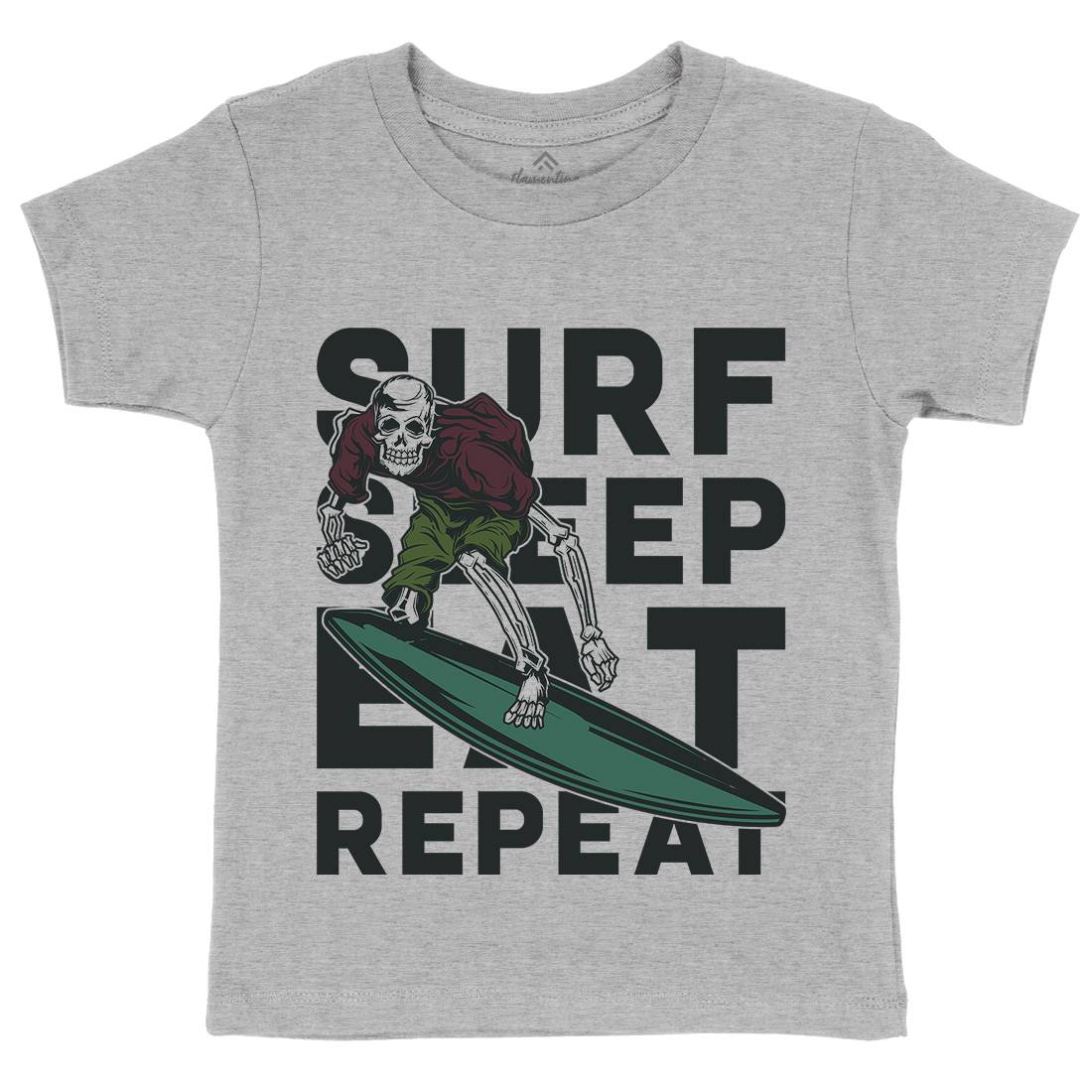 Eat Sleep Surfing Kids Organic Crew Neck T-Shirt Surf B867