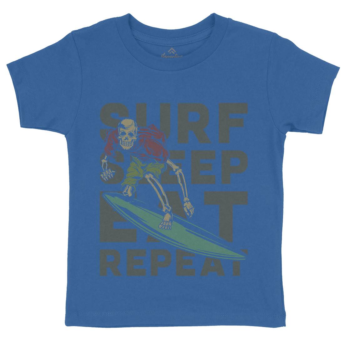 Eat Sleep Surfing Kids Crew Neck T-Shirt Surf B867