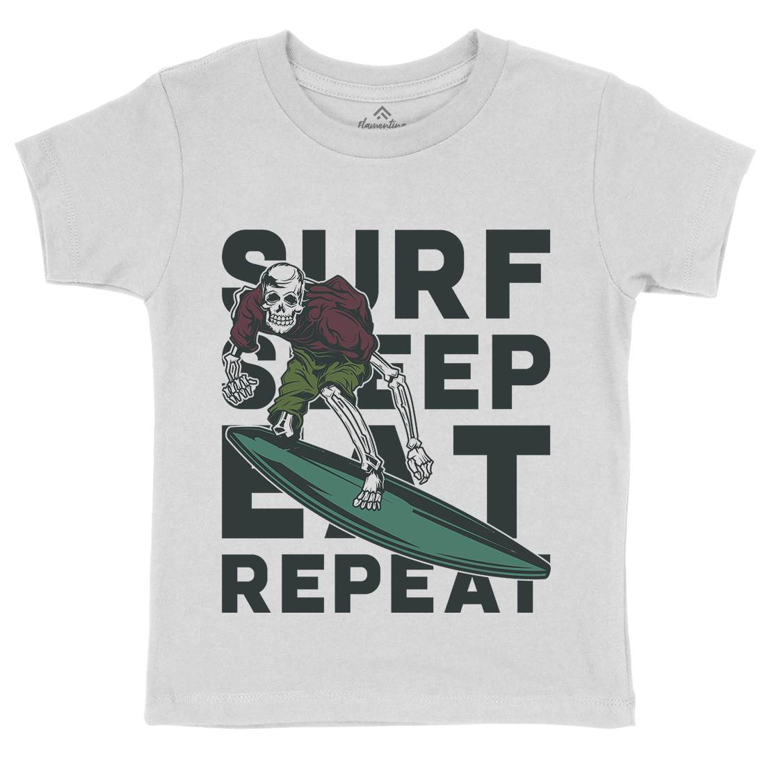 Eat Sleep Surfing Kids Organic Crew Neck T-Shirt Surf B867