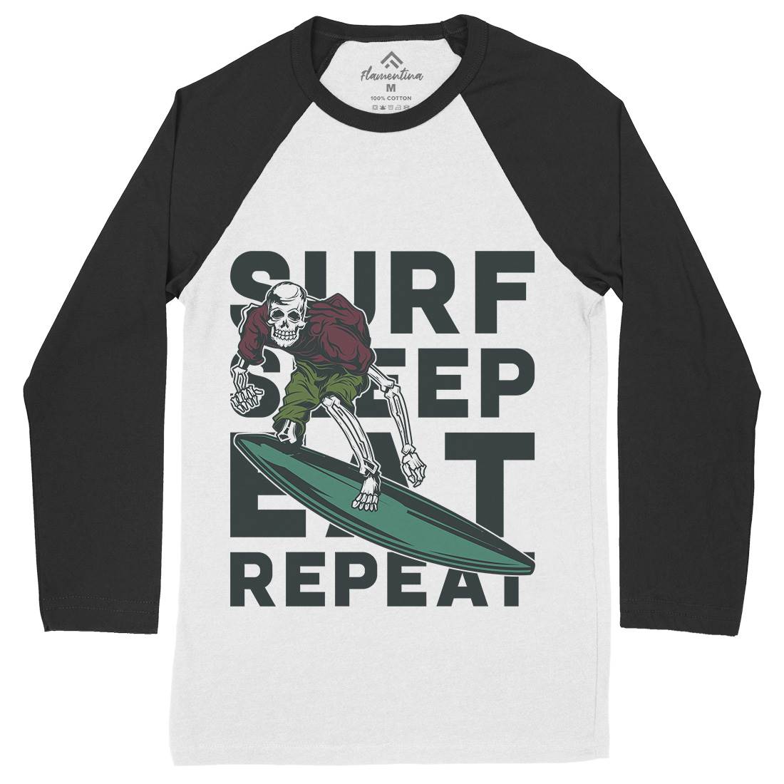 Eat Sleep Surfing Mens Long Sleeve Baseball T-Shirt Surf B867